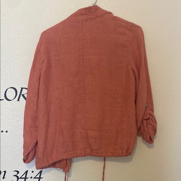 Rust Orange Linen Jacket - Picture 1 of 5